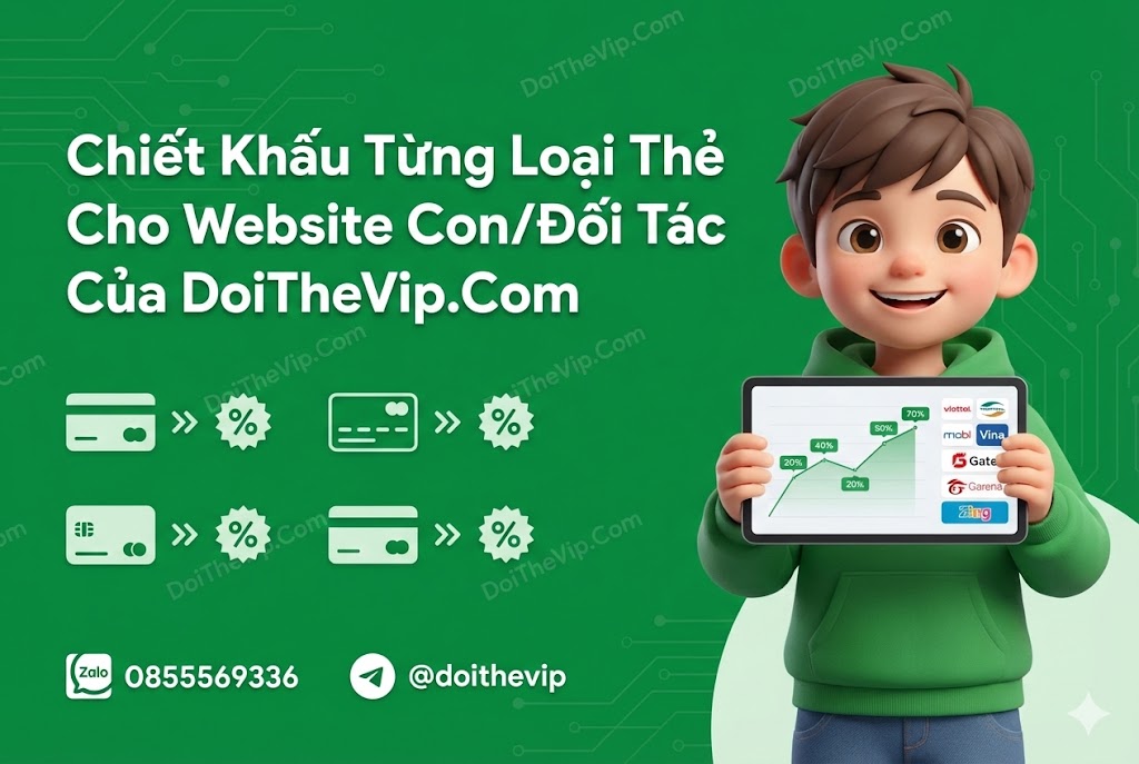 Chiết Khấu Từng Loại Thẻ Cho Website Con/Đối Tác Của DoiTheVip.Com