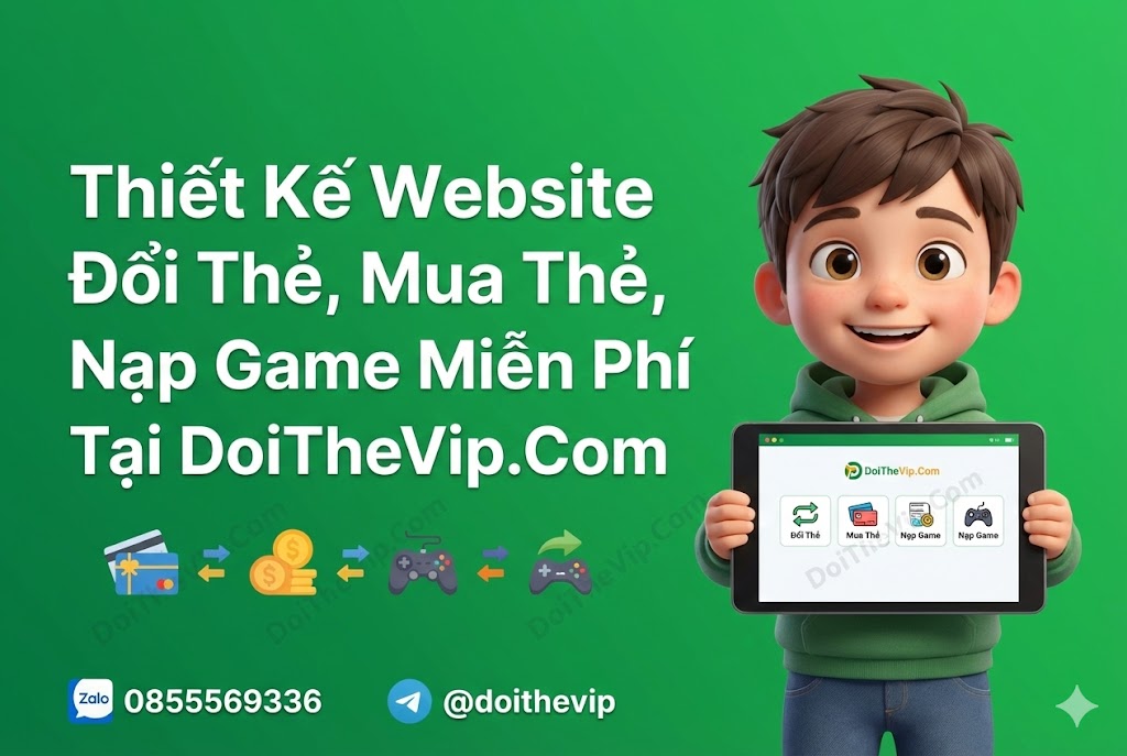 Thiết Kế Website Đổi Thẻ, Mua Thẻ, Nạp Game Miễn Phí Tại DoiTheVip.Com